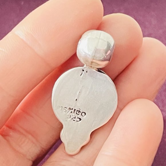 One-of-a Kind! Handcrafted Vintage 925 Sterling Silver Pendant Set in Red Coral - Picture 5 of 6